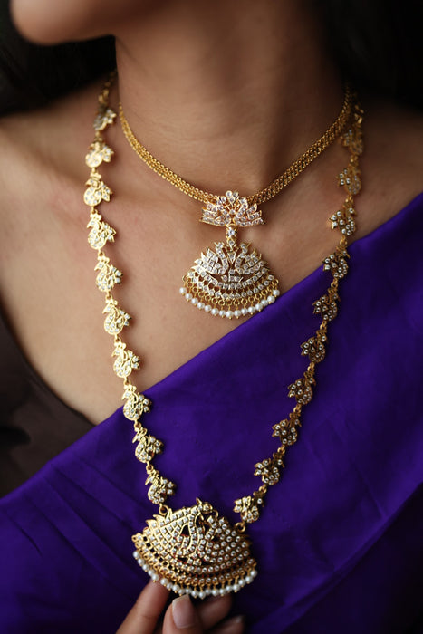 Heritage gold plated padakam necklace set with earrings HP6916