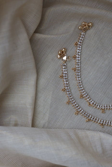Heritage gold white stone simple traditional anklet HAN2212