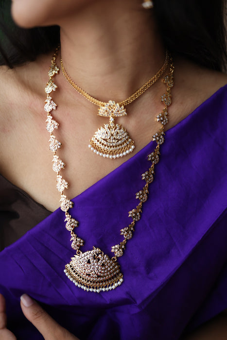 Heritage gold plated padakam necklace set with earrings HP6916