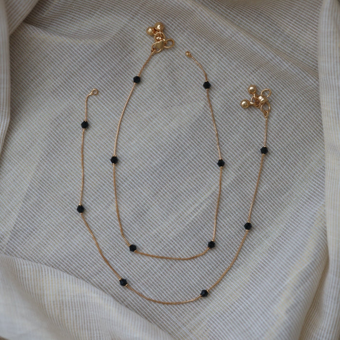 Heritage gold and black pearl traditional anklet HAN6353