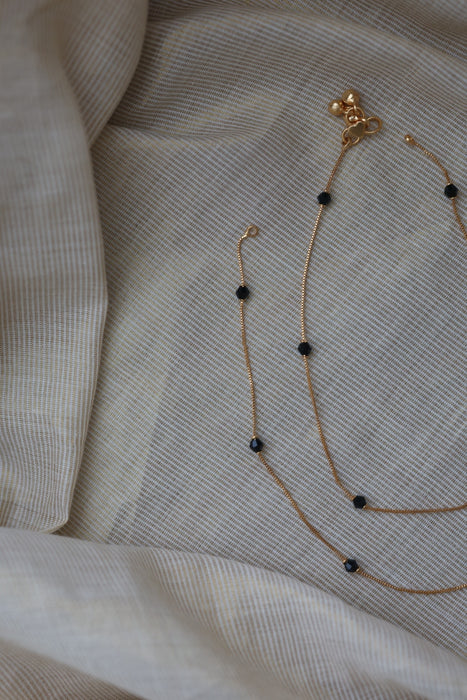 Heritage gold and black pearl traditional anklet HAN6353