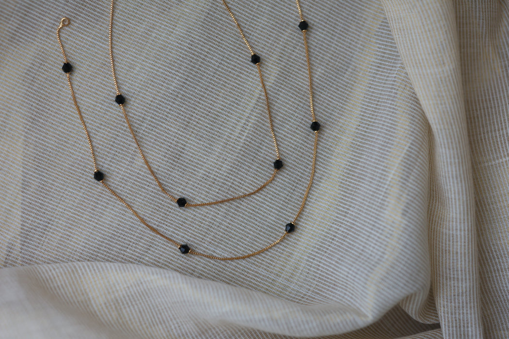 Heritage gold and black pearl traditional anklet HAN6353