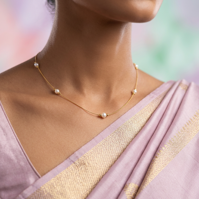 Heritage gold plated invisible short necklace IN9038