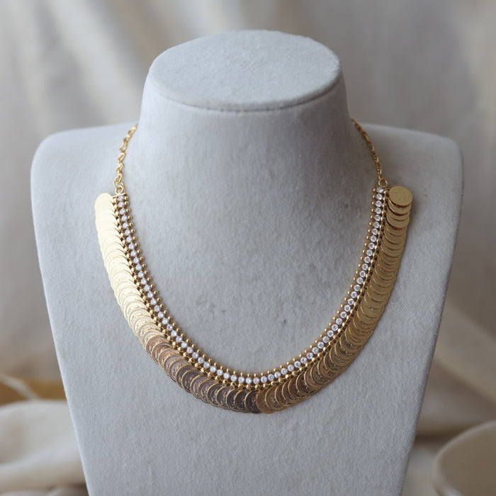 Heritage gold plated coin short necklace H178