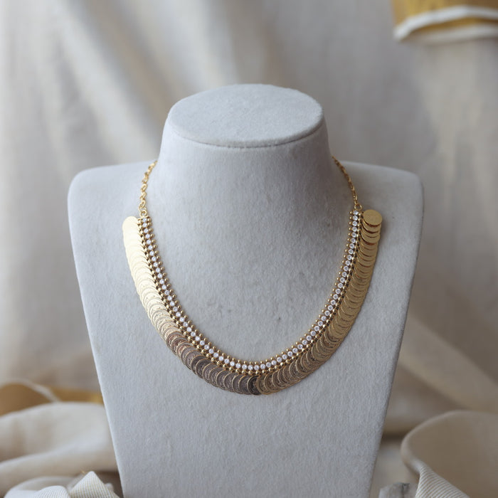 Heritage gold plated coin short necklace H178