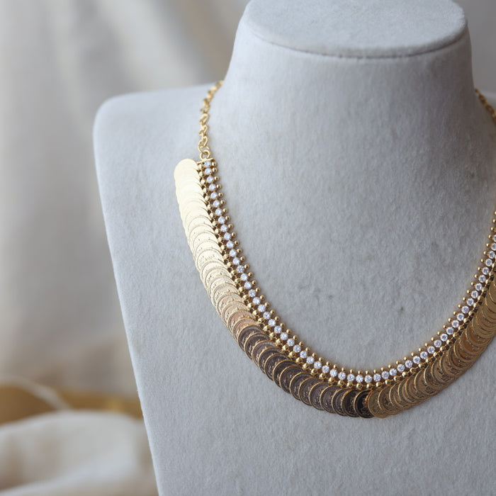 Heritage gold plated coin short necklace H178