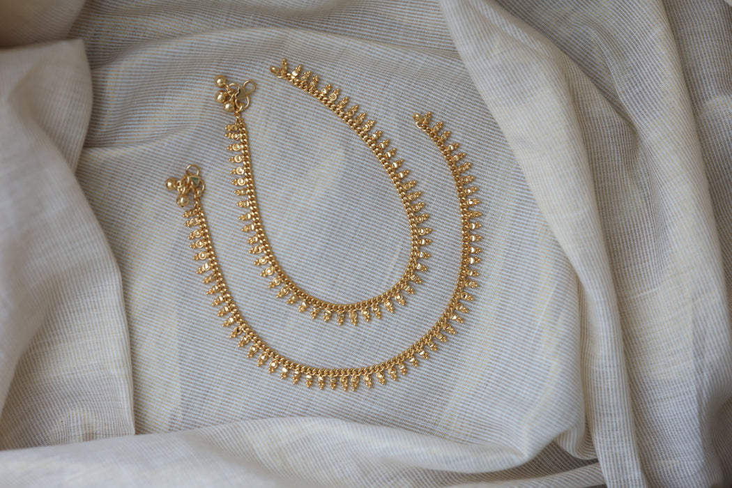 Heritage gold plated traditional payal HAN1333