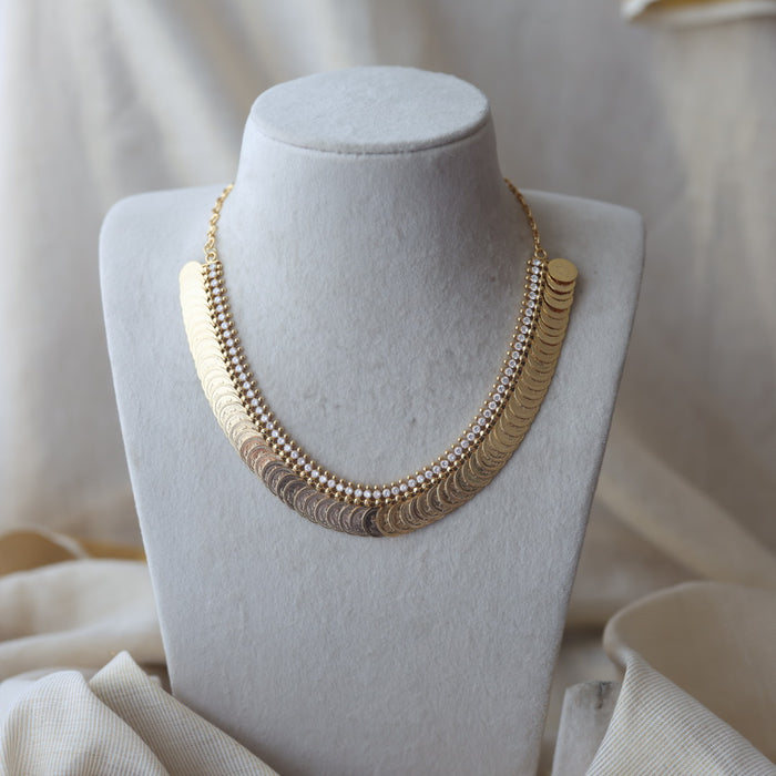 Heritage gold plated coin short necklace H178