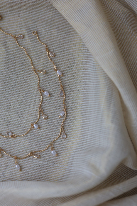 Heritage gold and pearl traditional anklet HAN3299