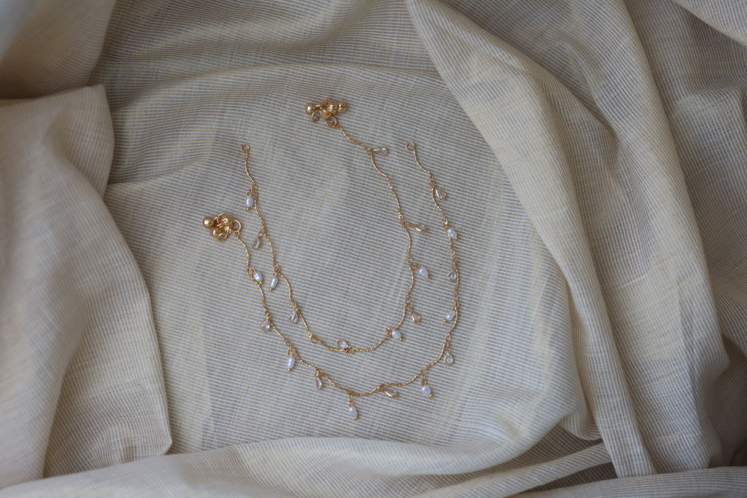 Heritage gold and pearl traditional anklet HAN3299