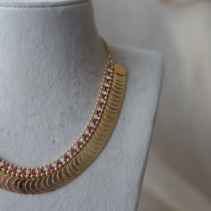 Heritage gold plated coin short necklace H1788