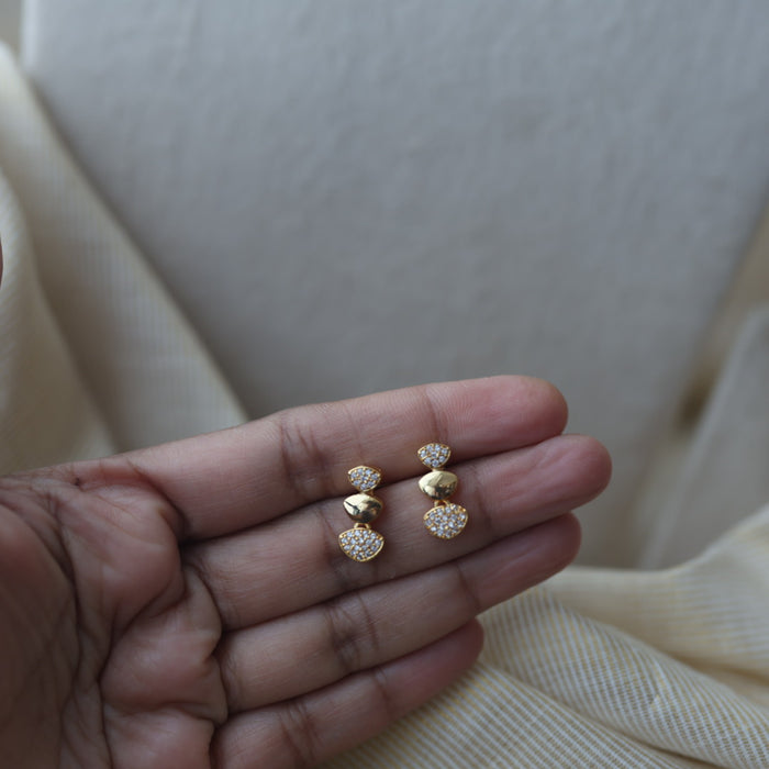 Heritage gold plated white stone short necklace with earring H456