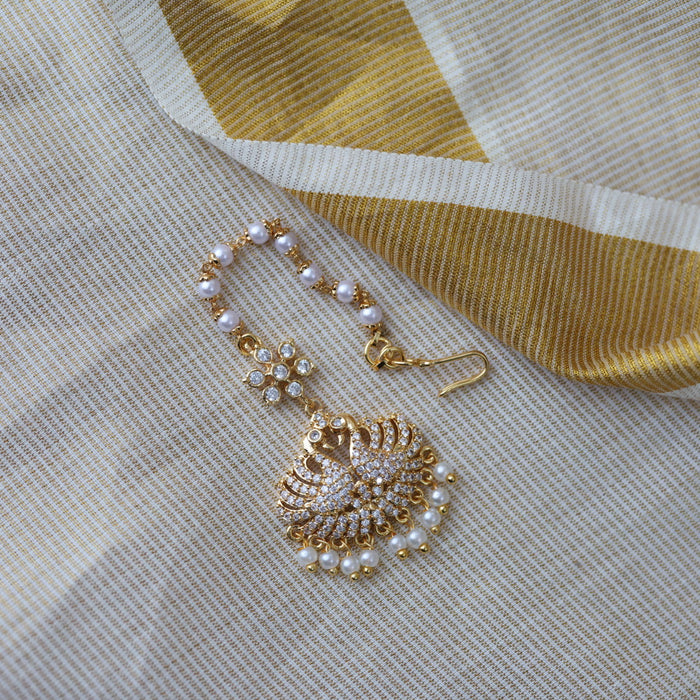 Heritage gold plated white stone tikka HT3422
