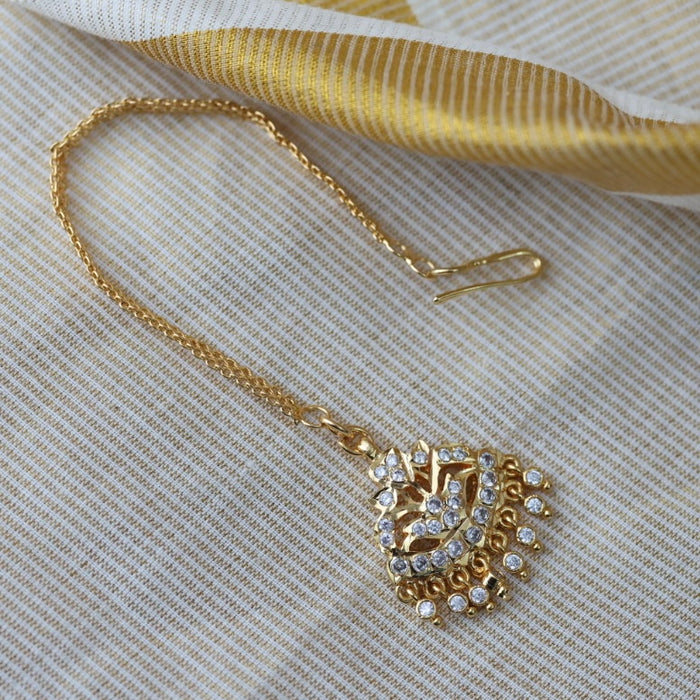 Heritage gold plated white stone tikka HT500