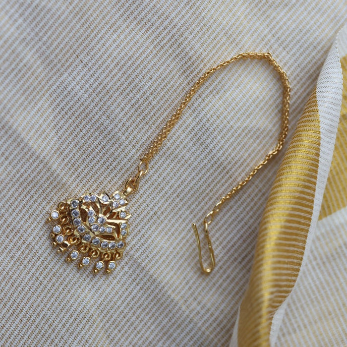 Heritage gold plated white stone tikka HT500