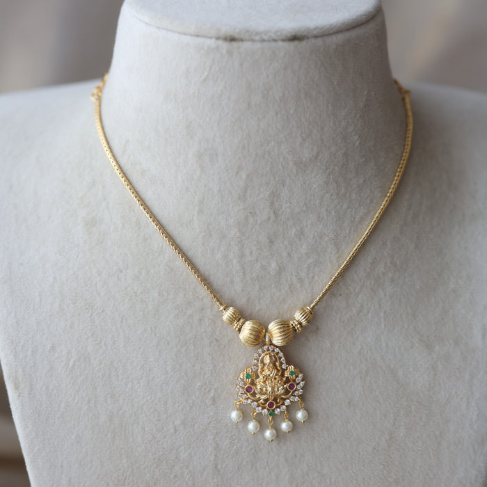 Heritage gold plated lakshmi short necklace H7562