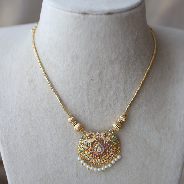 Heritage gold plated peacock design short necklace H7521