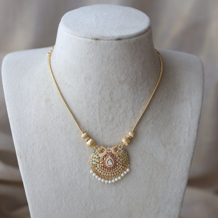Heritage gold plated peacock design short necklace H7521