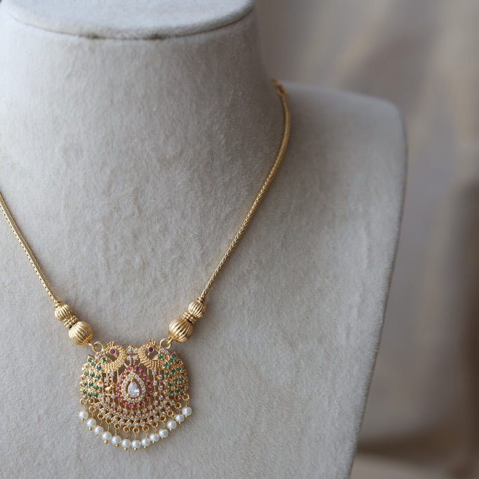Heritage gold plated peacock design short necklace H7521