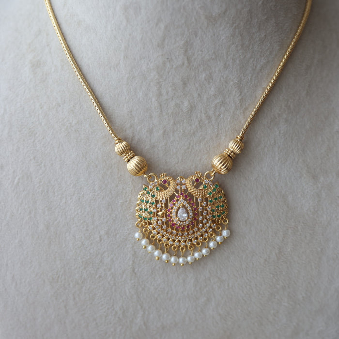 Heritage gold plated peacock design short necklace H7521