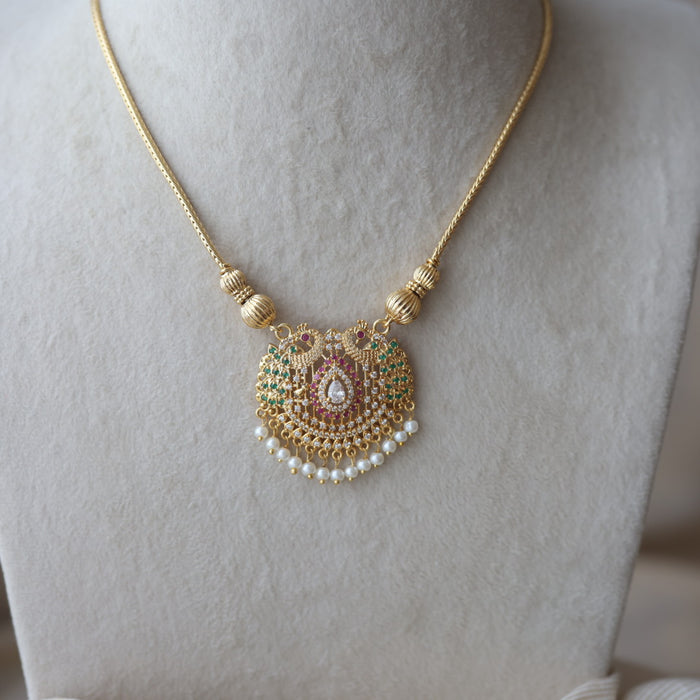 Heritage gold plated peacock design short necklace H7521