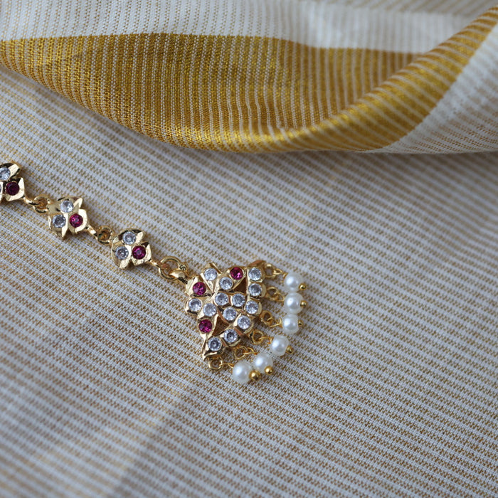 Heritage gold plated white stone tikka HT3426