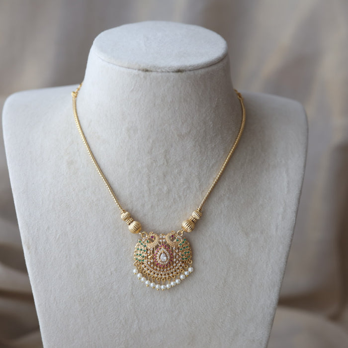 Heritage gold plated peacock design short necklace H7521