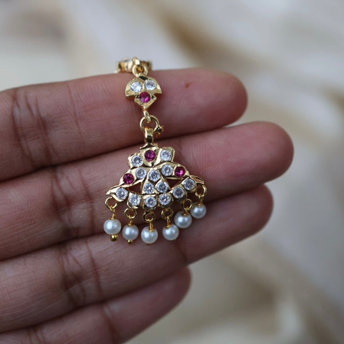 Heritage gold plated white stone tikka HT3426