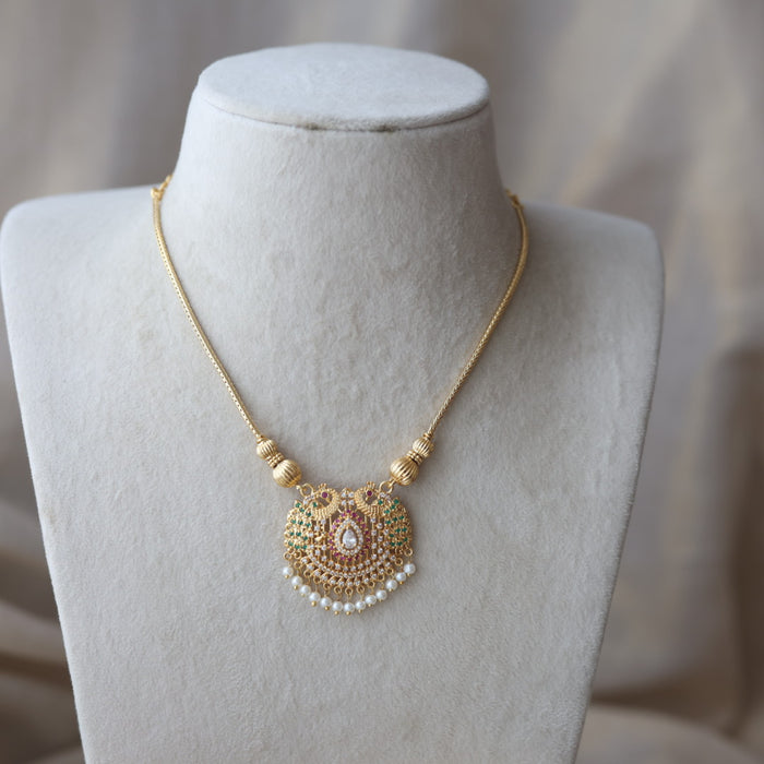 Heritage gold plated peacock design short necklace H7521