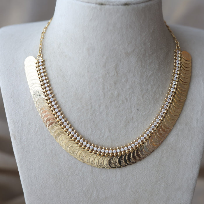 Heritage gold plated coin design short necklace H3133