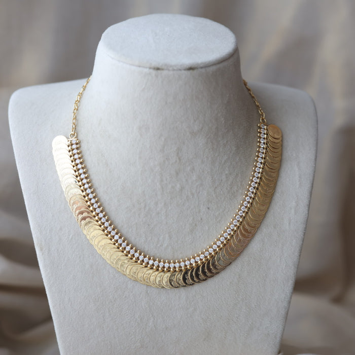 Heritage gold plated coin design short necklace H3133