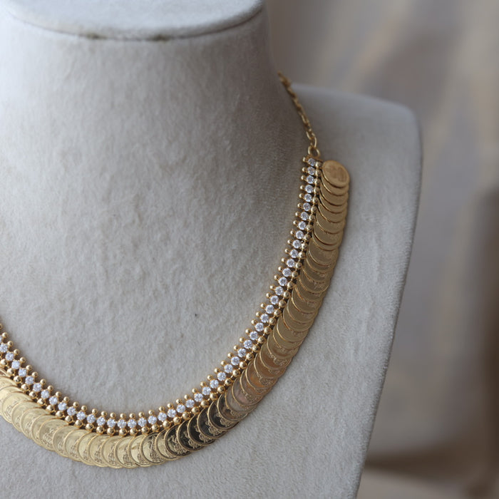 Heritage gold plated coin design short necklace H3133