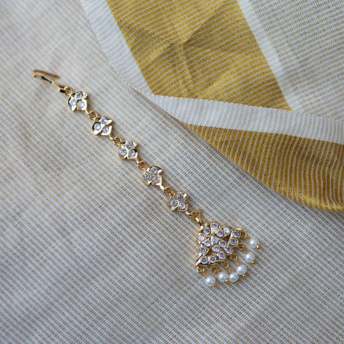 Heritage gold plated white stone tikka HT341