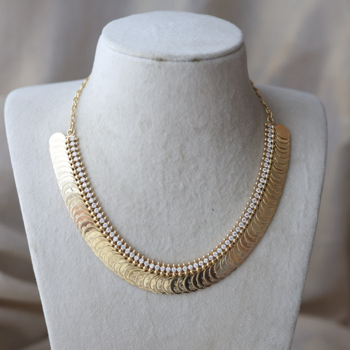 Heritage gold plated coin design short necklace H3133