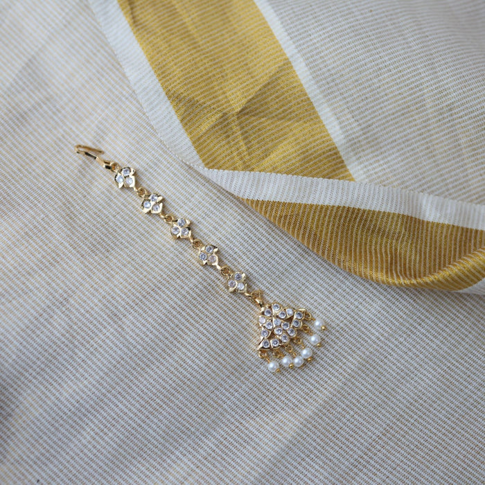 Heritage gold plated white stone tikka HT341