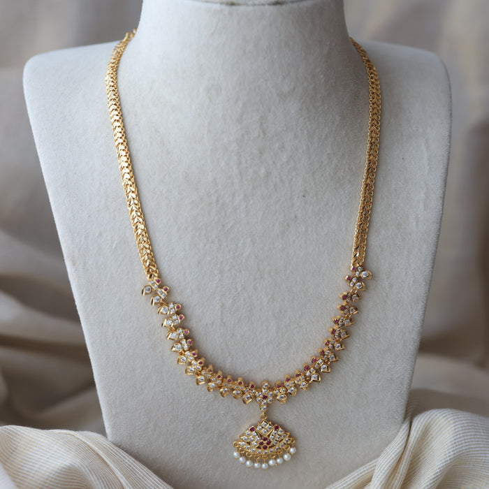 Heritage gold plated padakam design long necklace HL7562