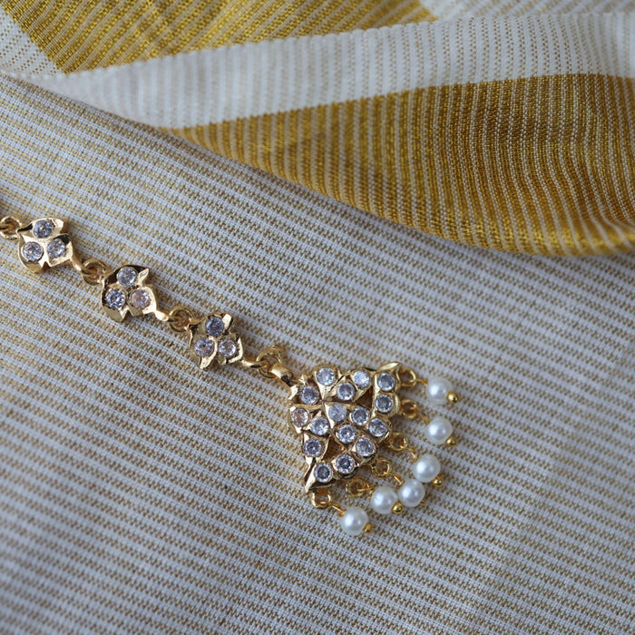 Heritage gold plated white stone tikka HT341