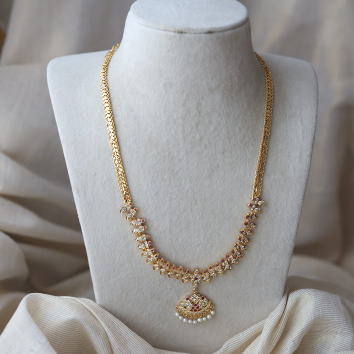Heritage gold plated padakam design long necklace HL7562