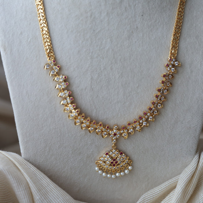 Heritage gold plated padakam design long necklace HL7562