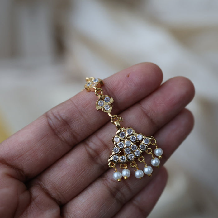 Heritage gold plated white stone tikka HT341