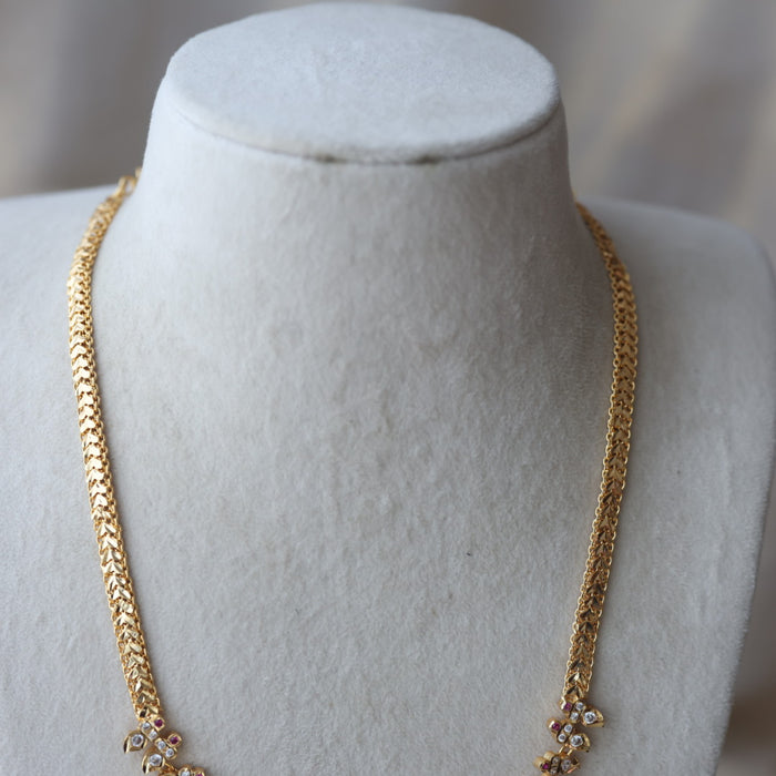 Heritage gold plated padakam design long necklace HL7562