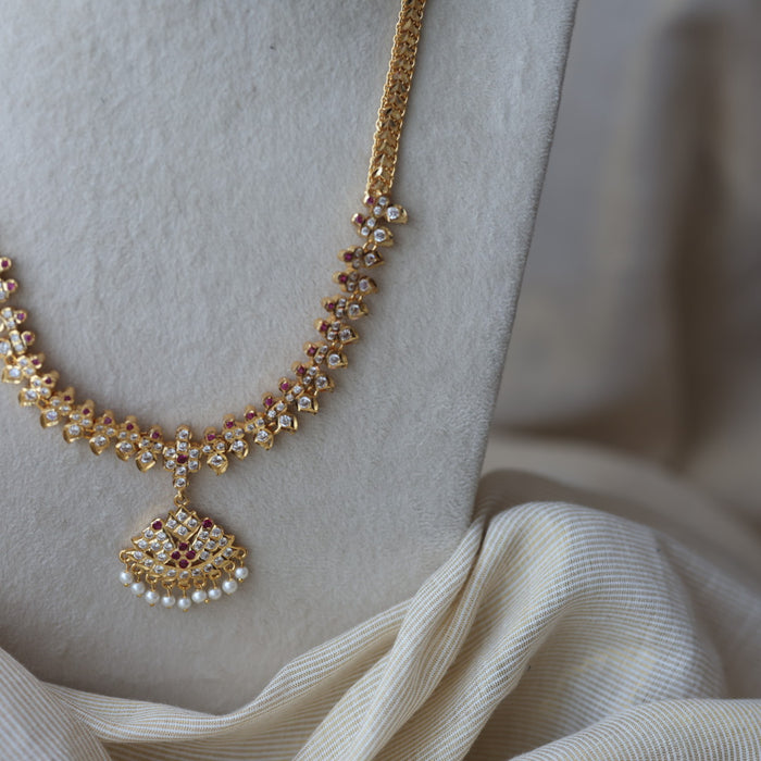 Heritage gold plated padakam design long necklace HL7562