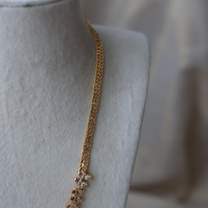 Heritage gold plated padakam design long necklace HL7562