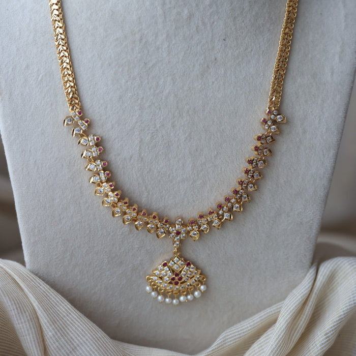 Heritage gold plated padakam design long necklace HL7562