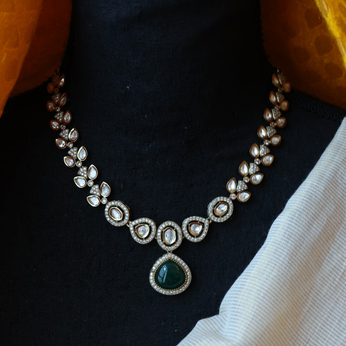 Trendy green stone choker necklace with earrings TG0432