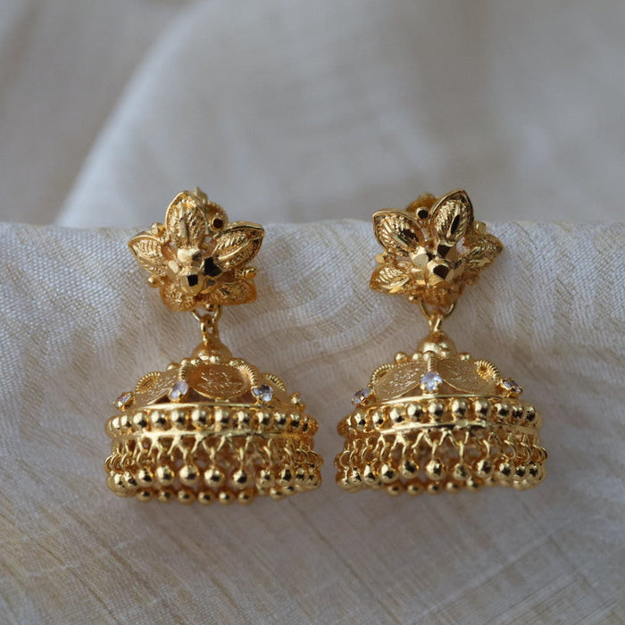 Heritage gold plated coin design gold look a like jumka earrings  HJ1048