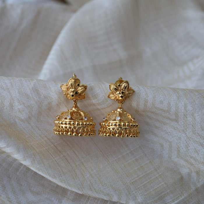 Heritage gold plated coin design gold look a like jumka earrings  HJ1048