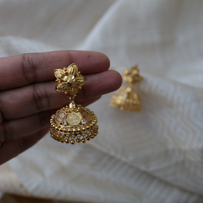 Heritage gold plated coin design gold look a like jumka earrings  HJ1048
