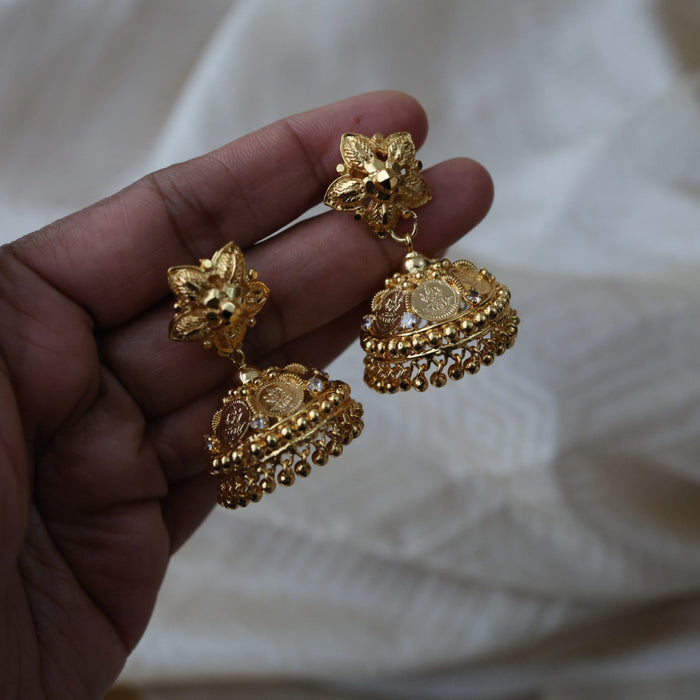 Heritage gold plated coin design gold look a like jumka earrings  HJ1048