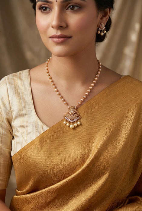 Heritage gold plated pearl short necklace H452